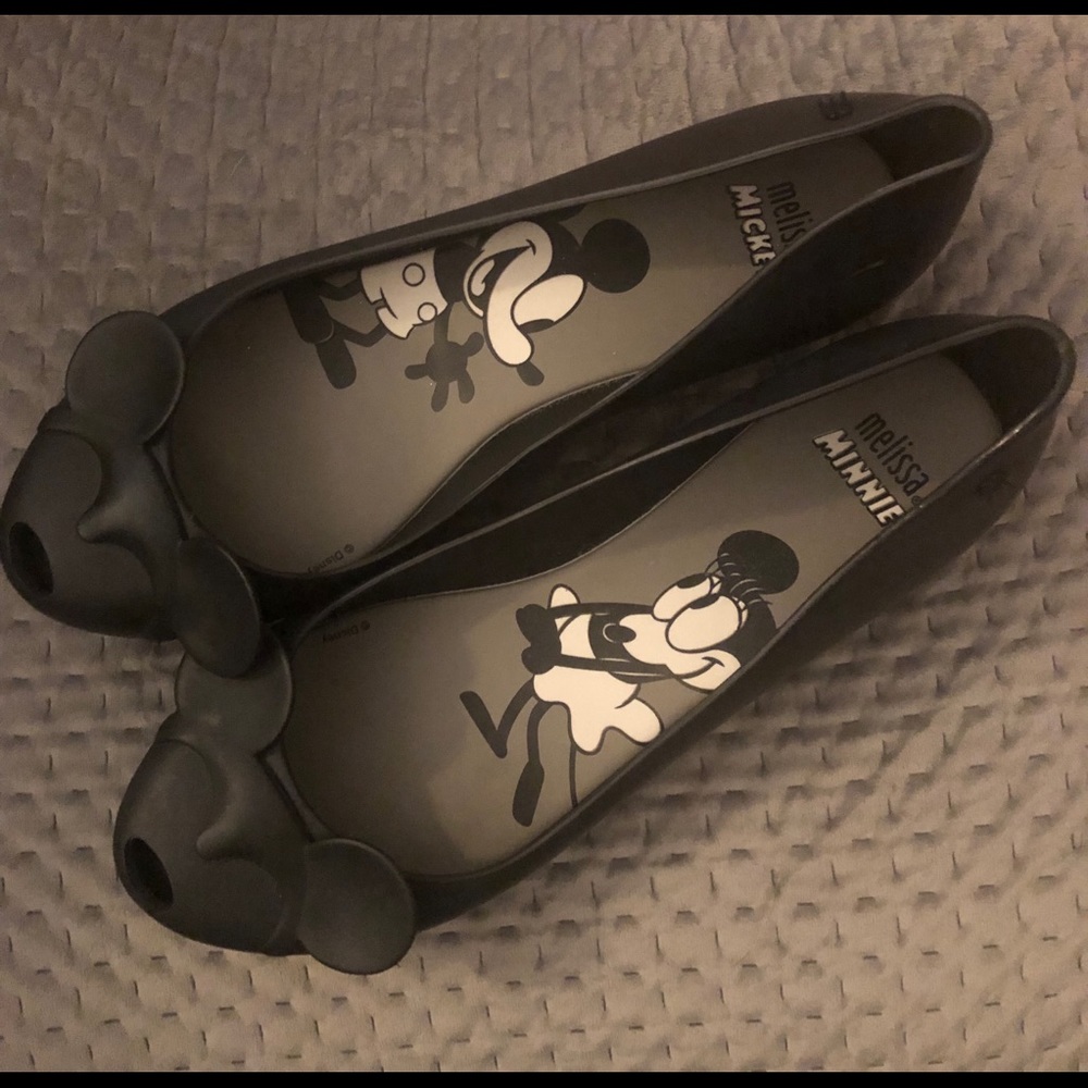 Black Mickey/Minnie soft flats, size 8